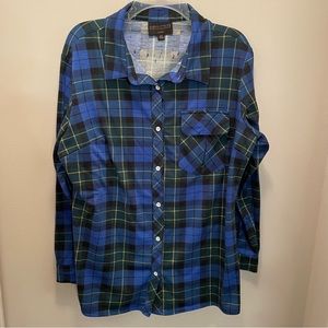 Absolutely Creative Worldwide Blue Plaid Long Sleeve Button Up Shirt Wm Sz 1X
